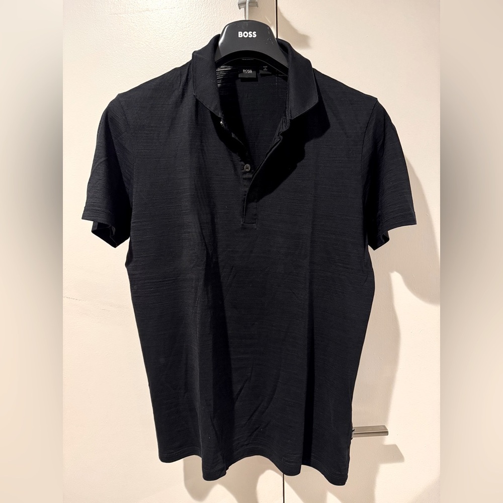 Hugo Boss Pressler Cotton Polo Shirt in Black, L